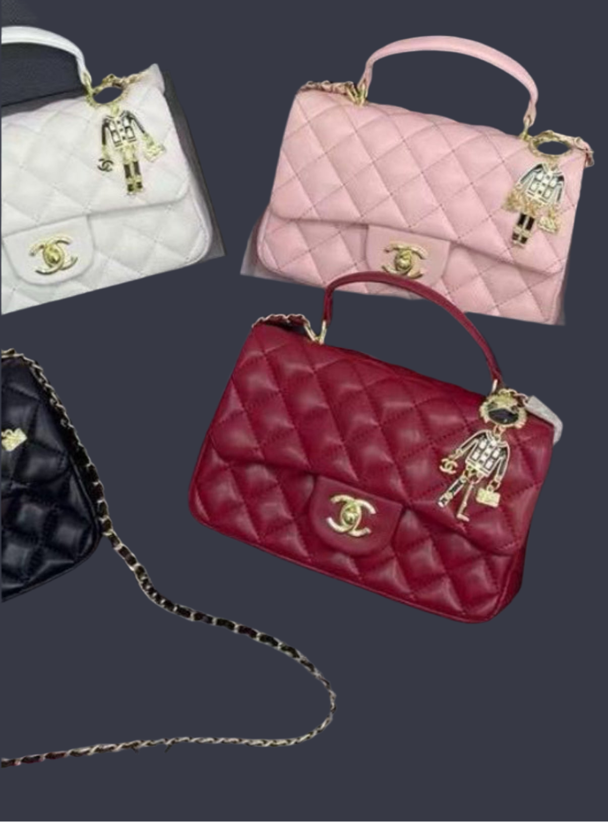 Top handle flap bag with cross body strap