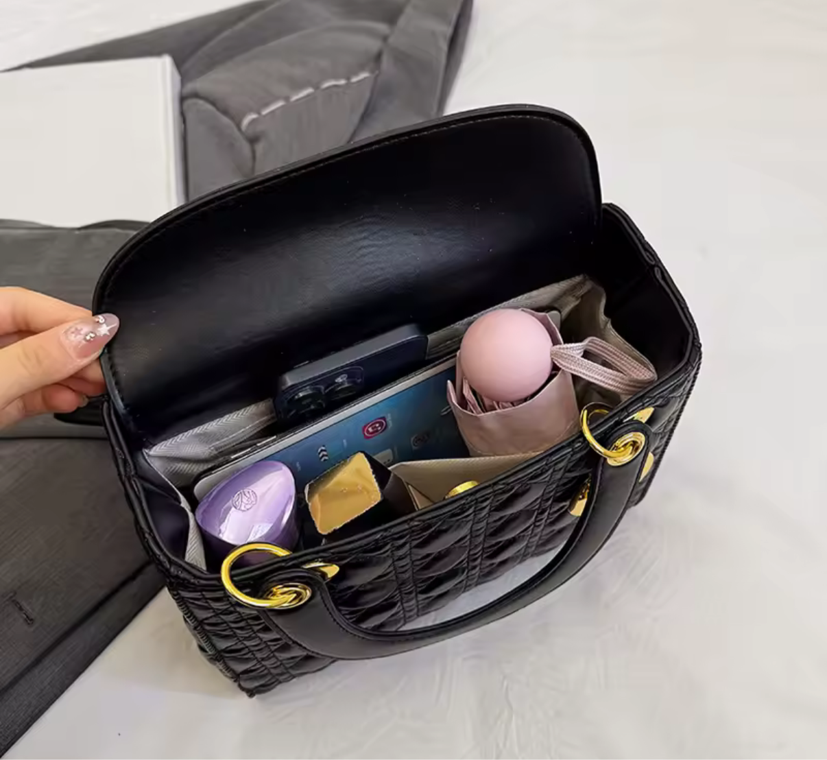 Structured square tote  “DIANA” bag