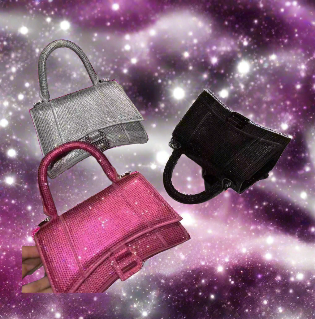 Swarovski crystal evening bag with B logo