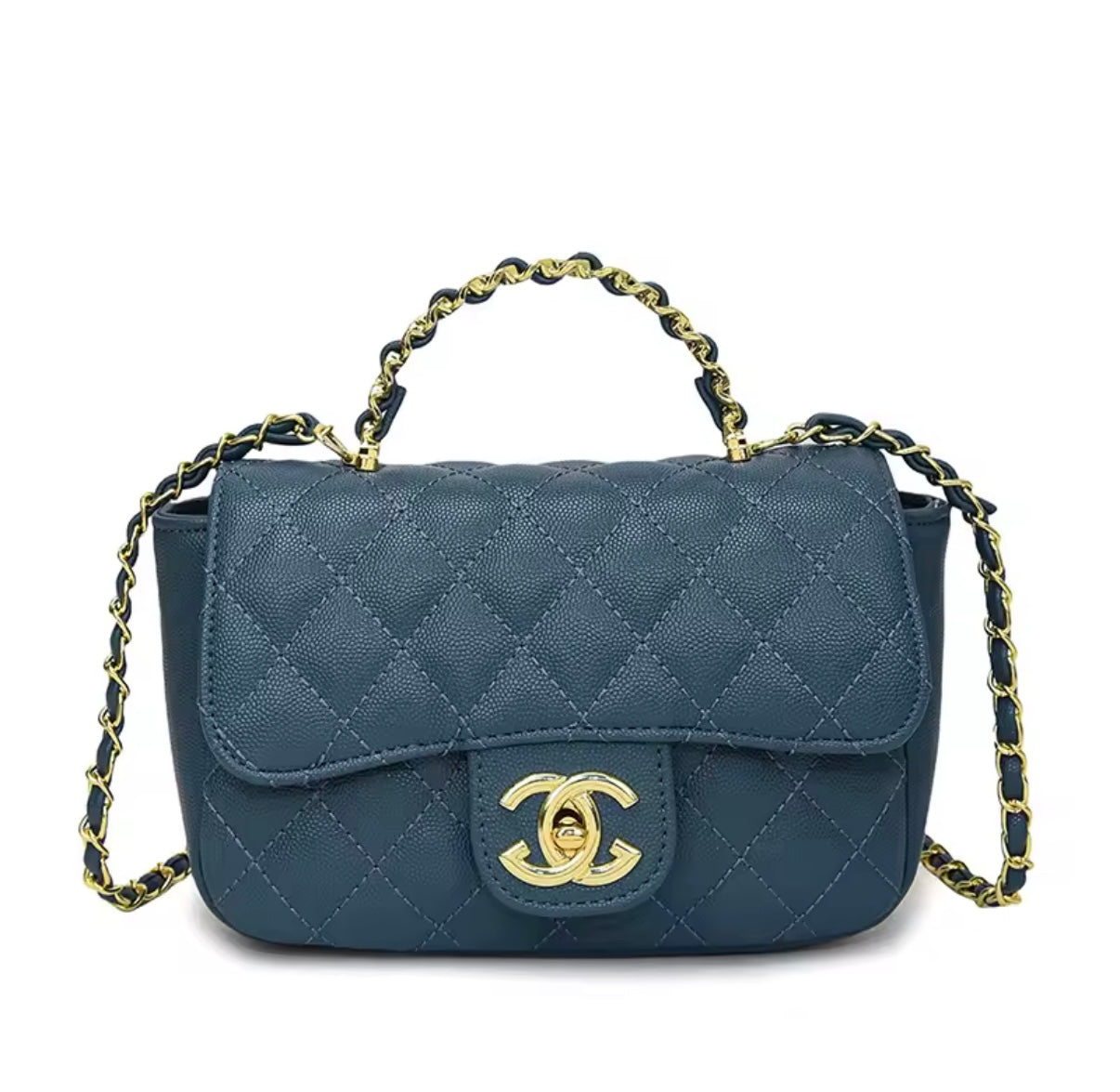 Top handle flap bag with cross body strap