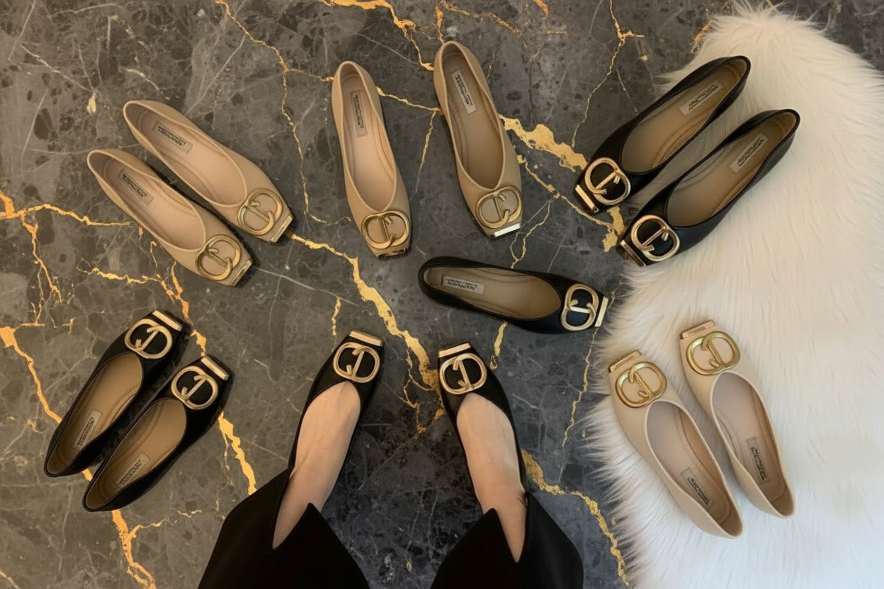 Vegan leather CD ballet flats. (NEW)