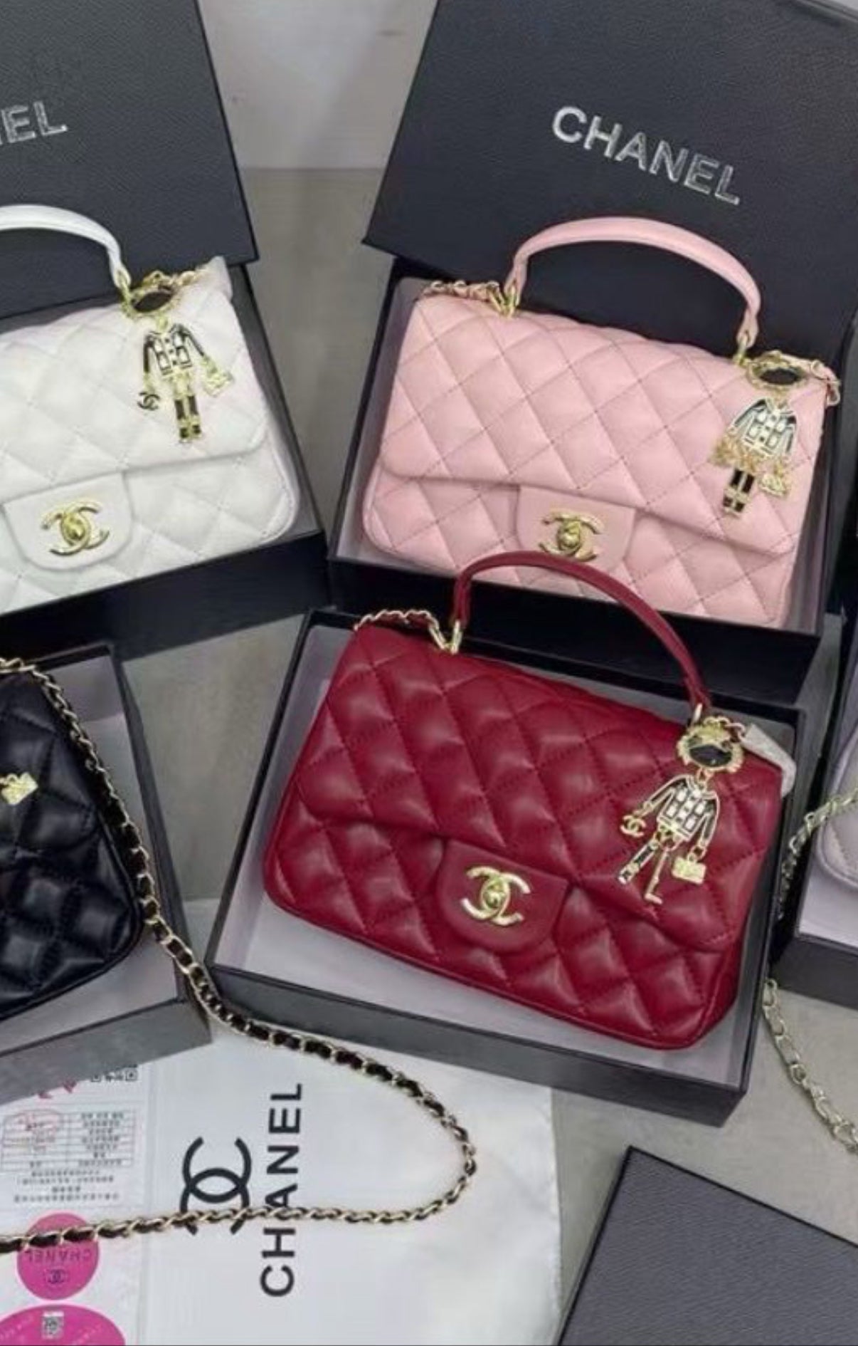 Top handle flap bag with cross body strap