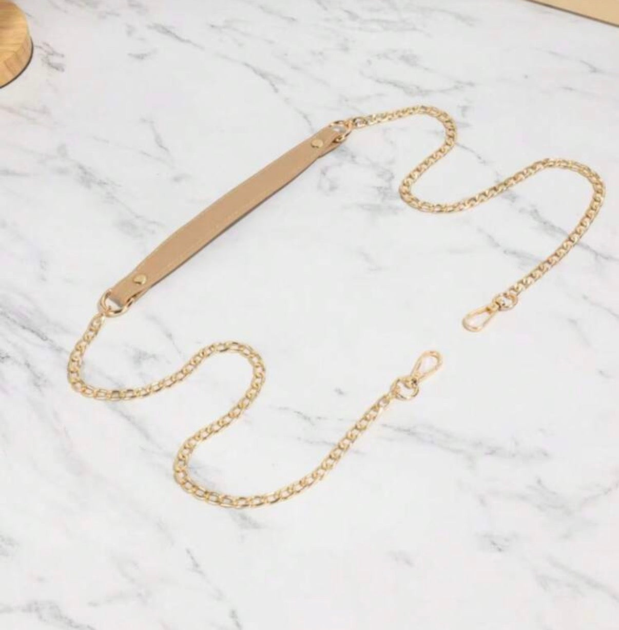 Long chain purse straps with leather handle