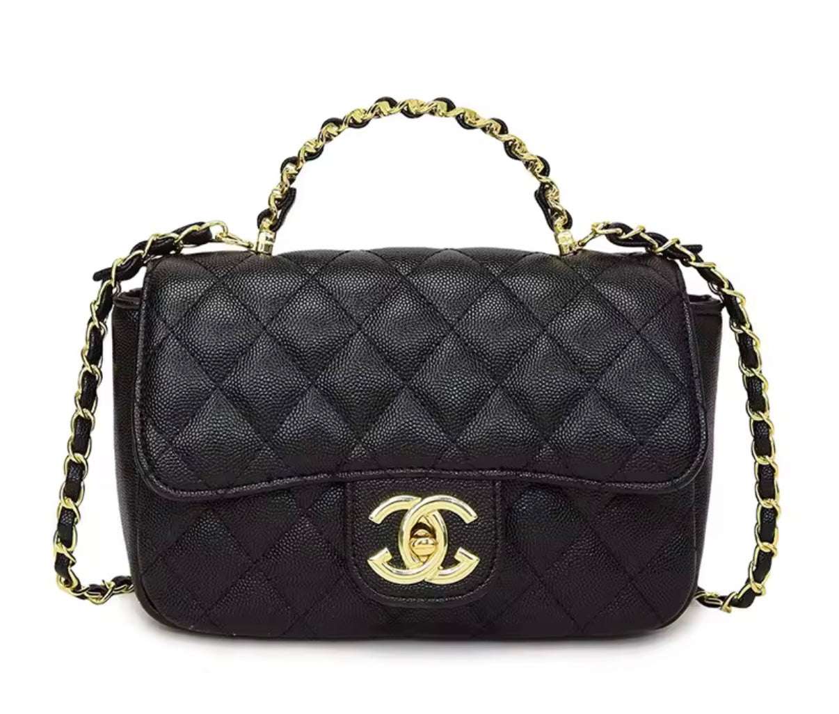Top handle flap bag with cross body strap