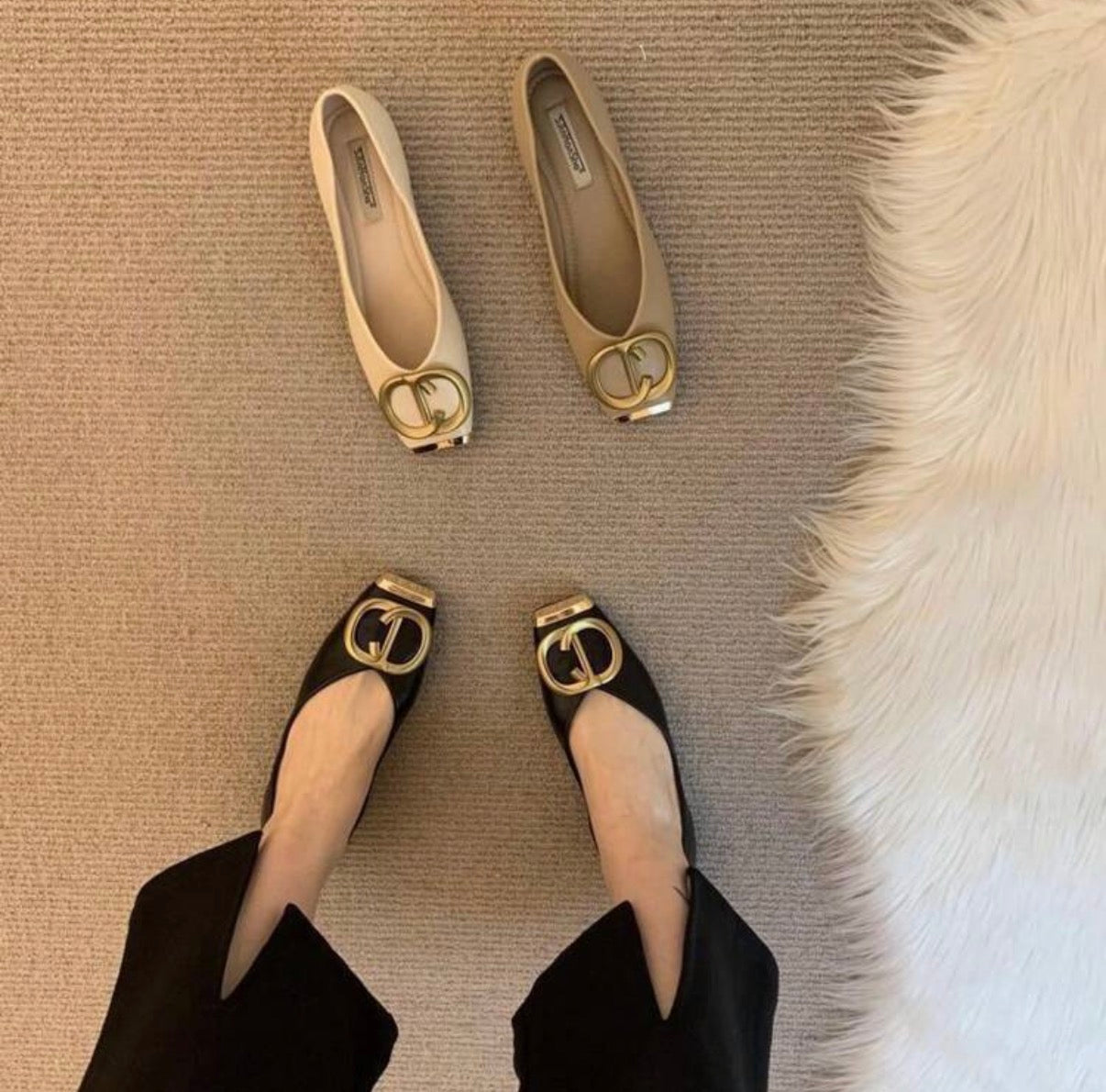 Vegan leather CD ballet flats. (NEW)