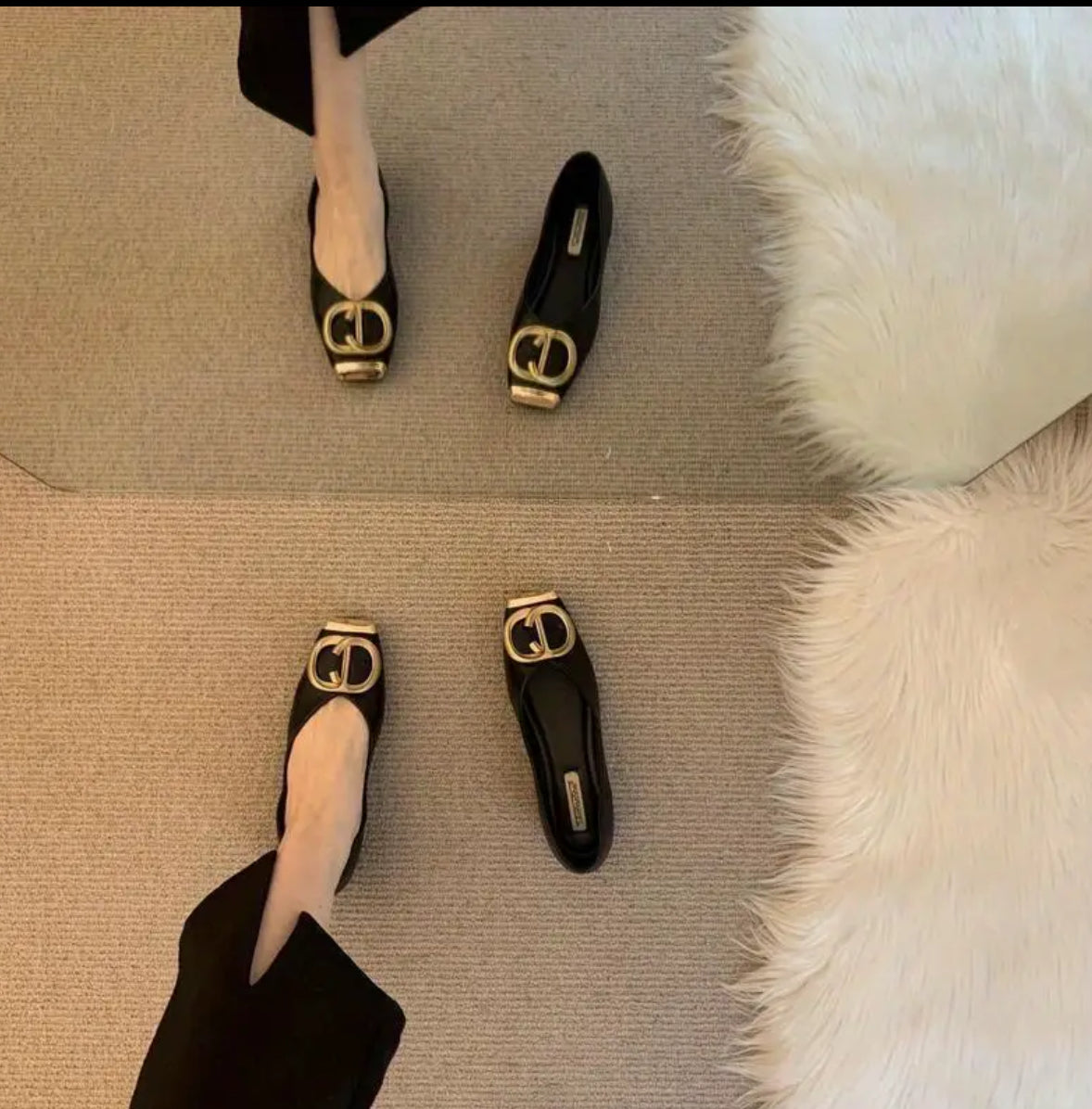 Vegan leather CD ballet flats. (NEW)