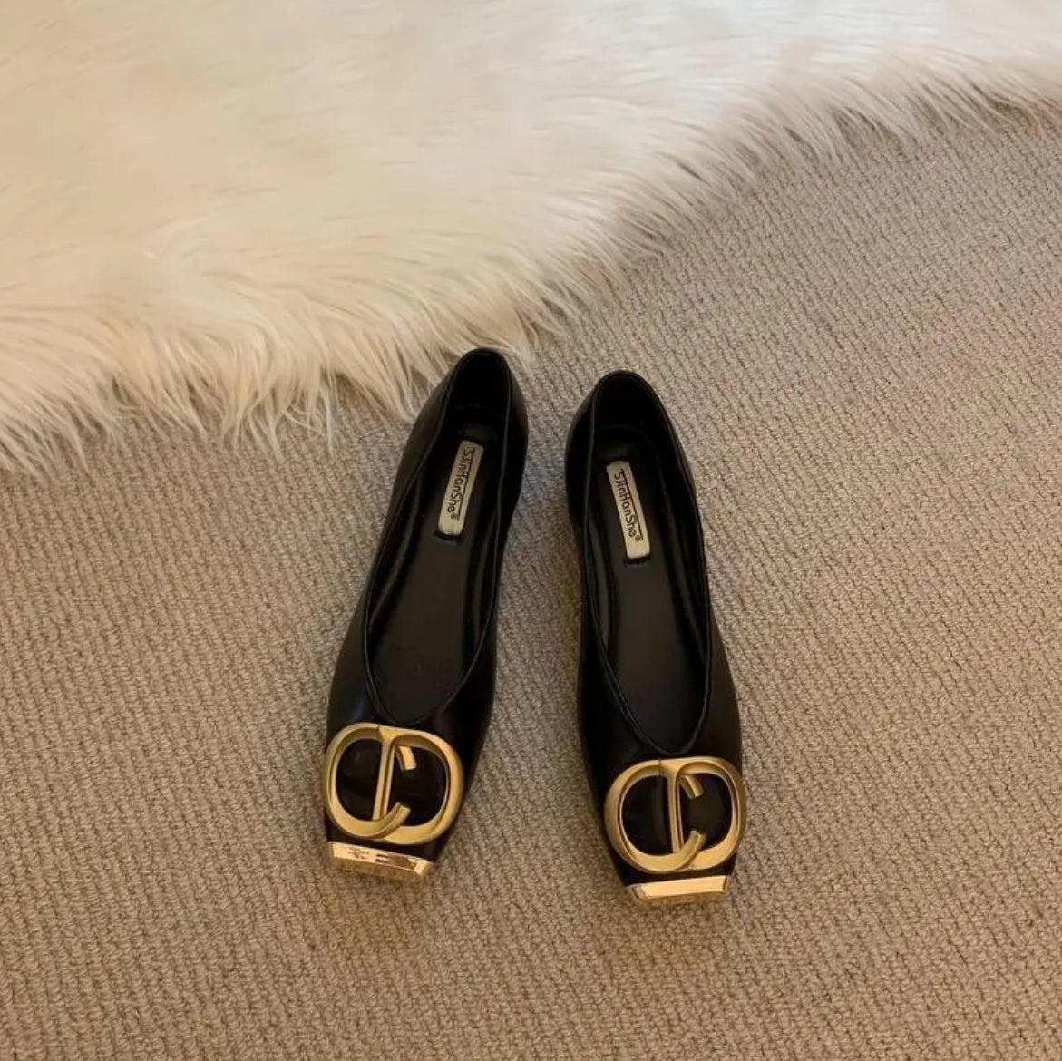 Vegan leather CD ballet flats. (NEW)