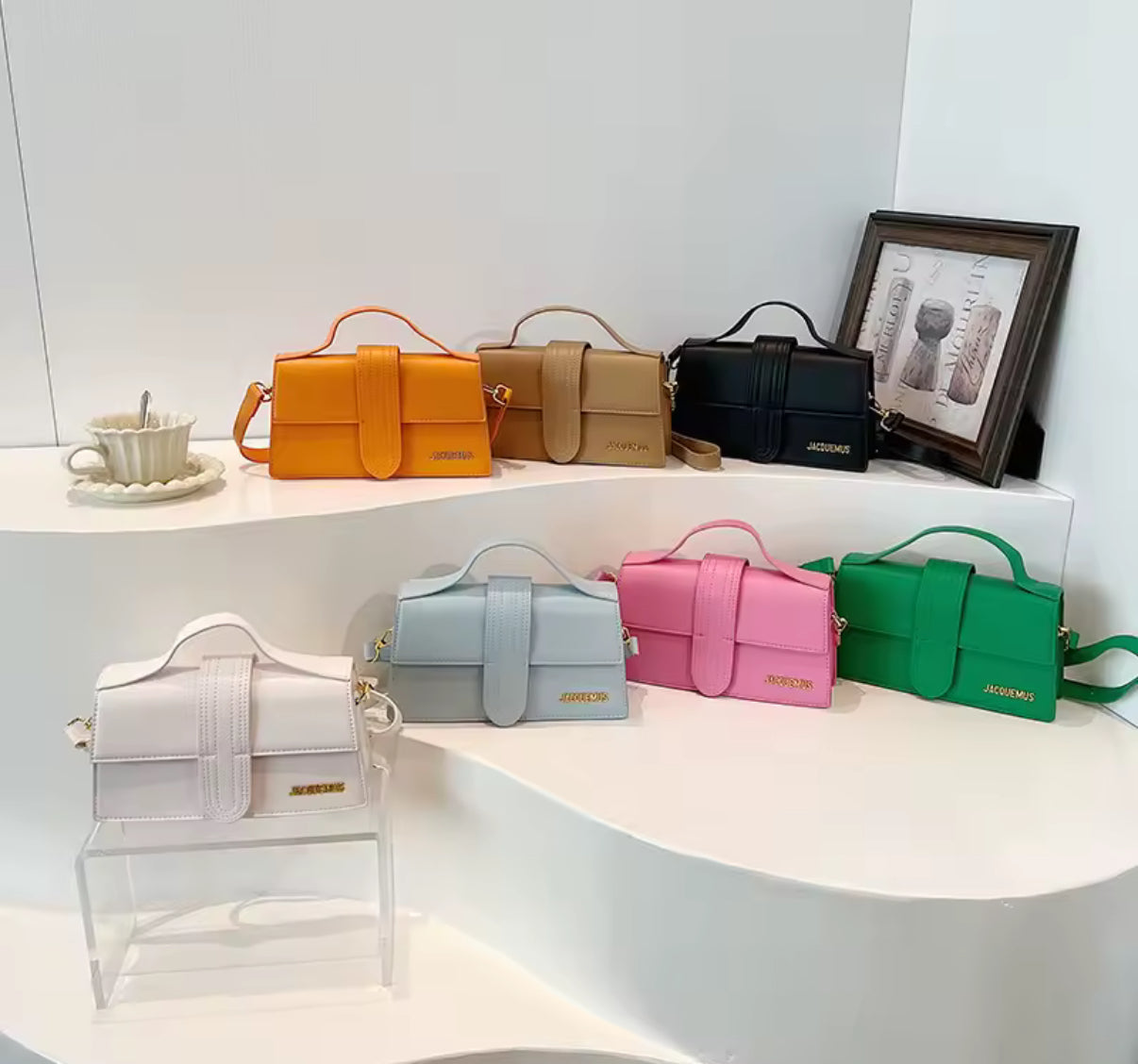 JAQ structured rectangular clutch / crossbody flap purse in many colors