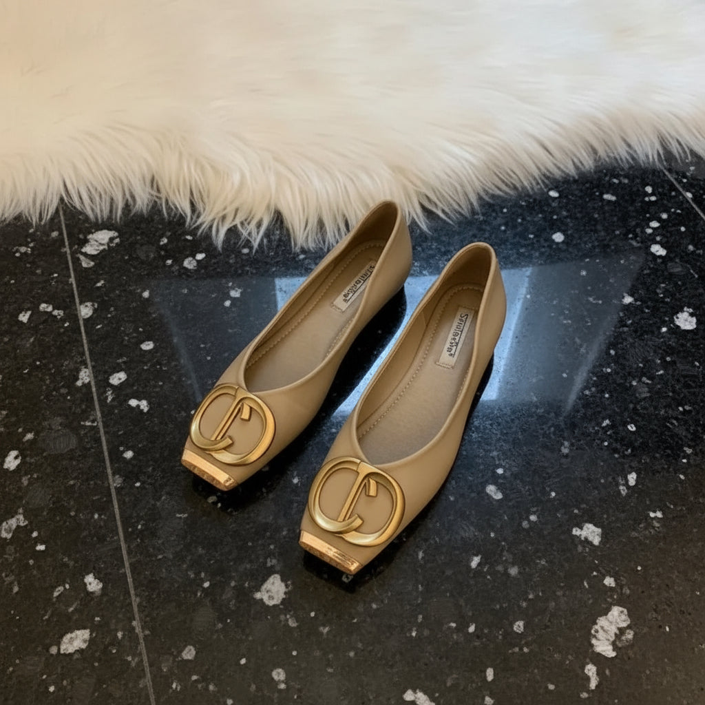 Vegan leather CD ballet flats. (NEW)