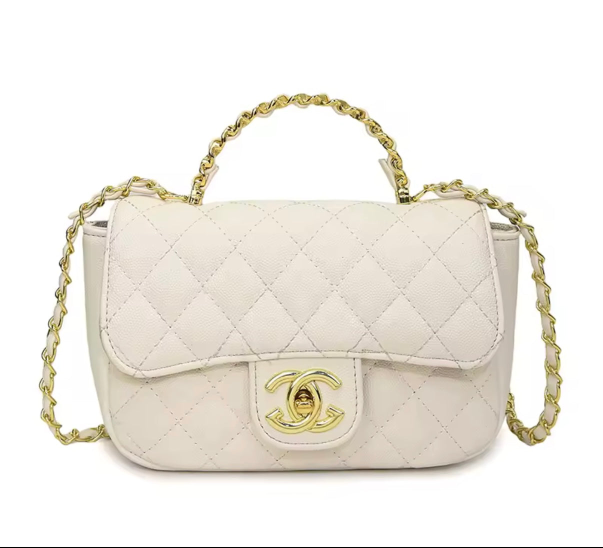 Top handle flap bag with cross body strap