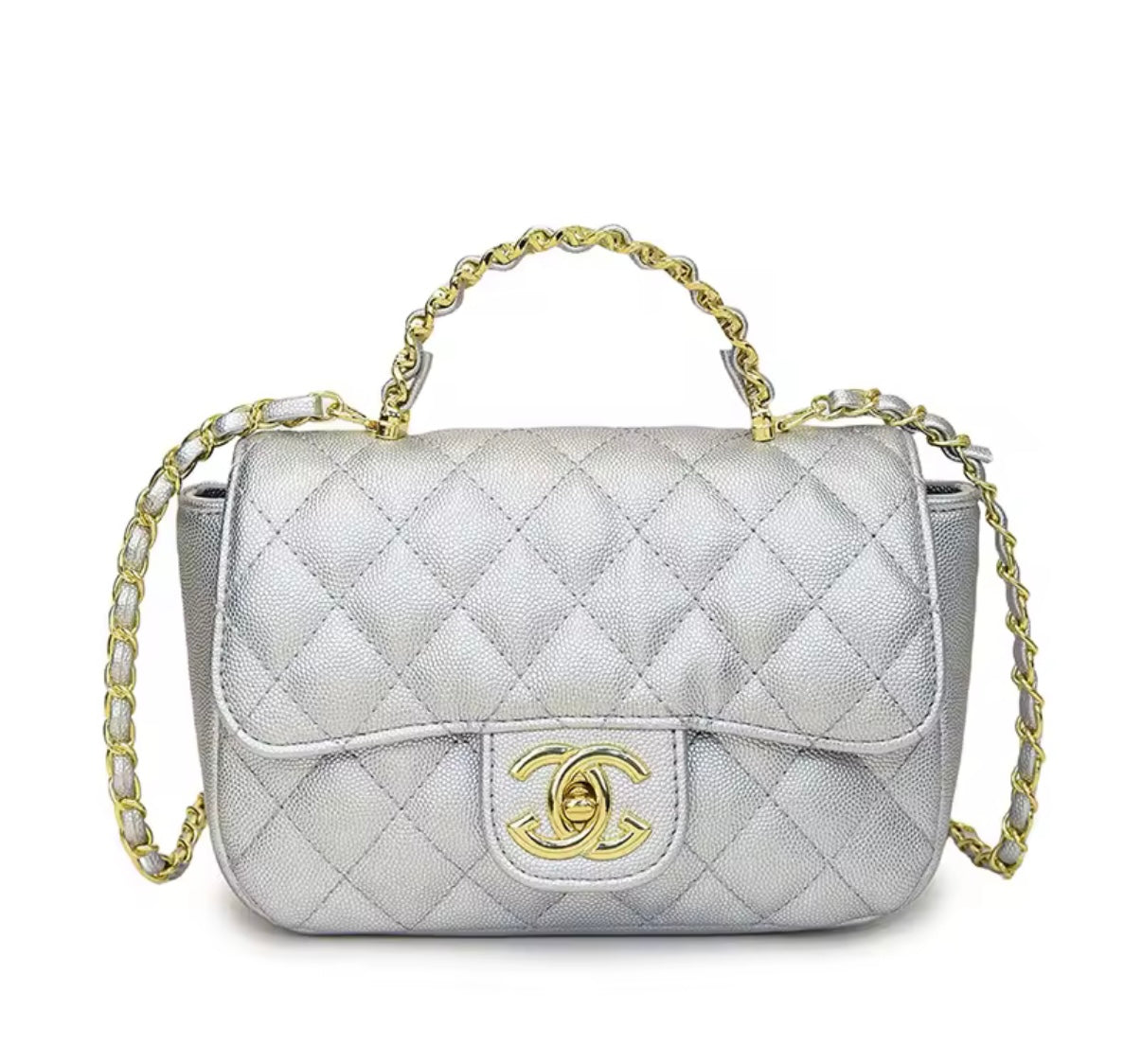 Top handle flap bag with cross body strap