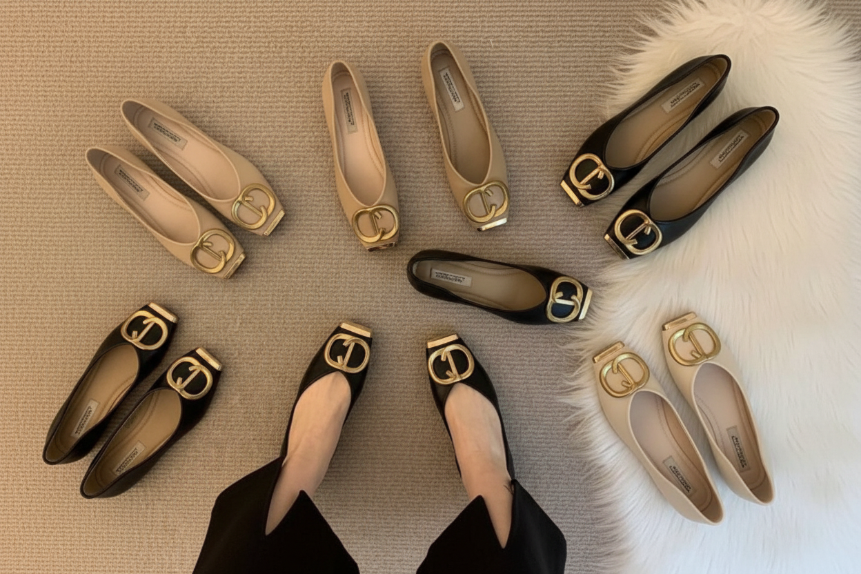 Vegan leather CD ballet flats. (NEW)