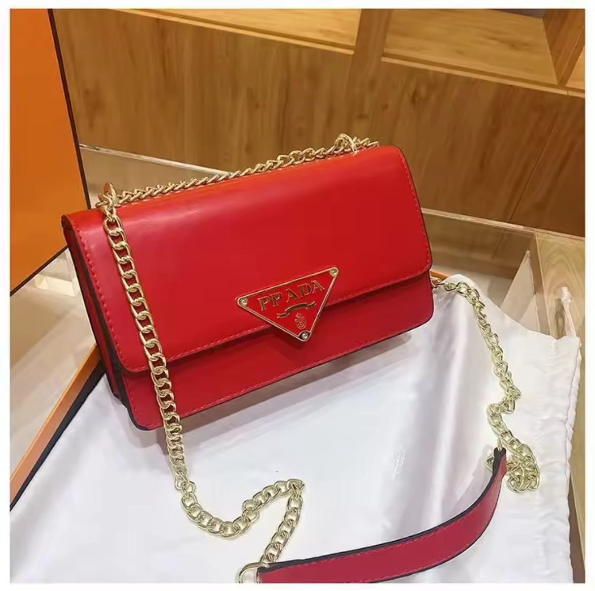 Small colorful crossbody flap bags with triangle logo snap closure