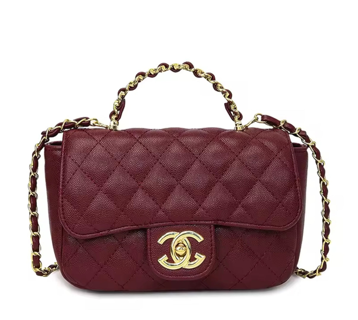 Top handle flap bag with cross body strap