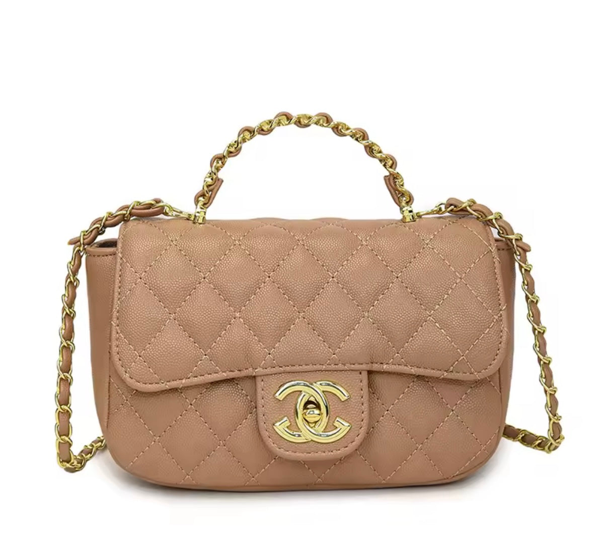 Top handle flap bag with cross body strap