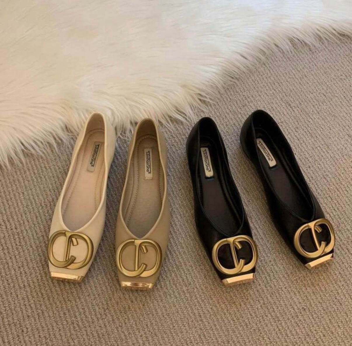 Vegan leather CD ballet flats. (NEW)