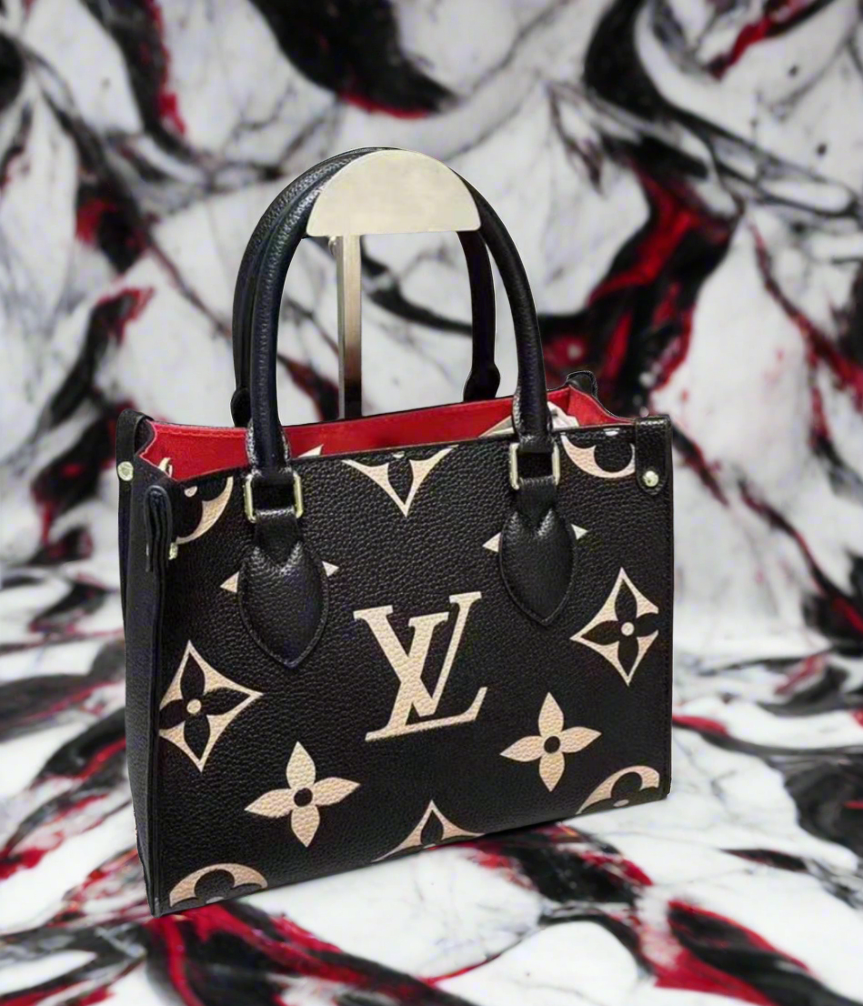 Leather structured logo tote