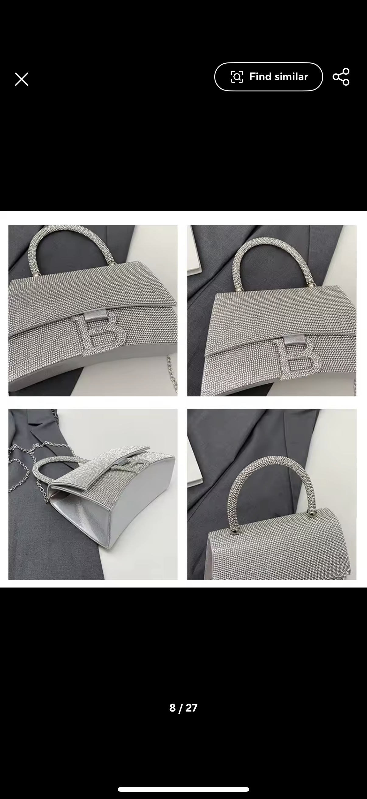 Swarovski crystal evening bag with B logo