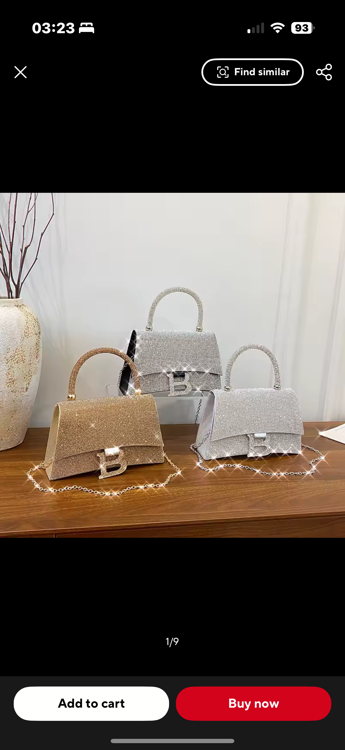 Swarovski crystal evening bag with B logo